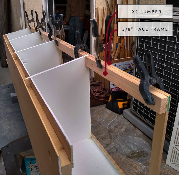 DIY Camper Van Conversion Upper Cabinets Face Frame Clamps