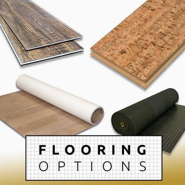 diy Camper Van conversion Flooring Options LVP LVT Sheet Vinyl Cork Rubber Laminate Linoleum Marmoleum Carpet