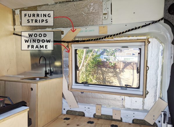 Wall Paneling Around Window DIY Camper Van Conversion