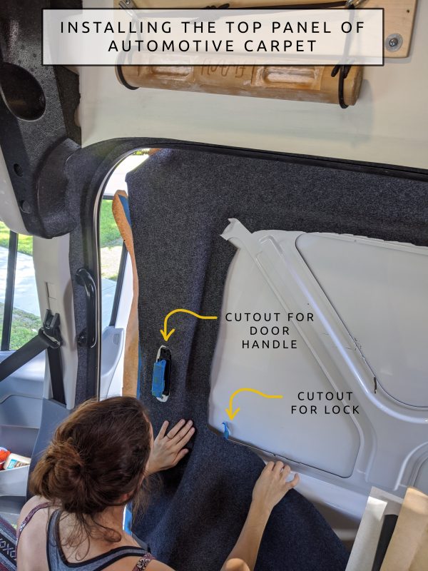 DIY CAMPER VAN CONVERSION sliding door automotive carpet top panel