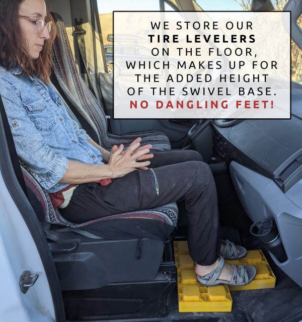 Swivel Seat Tire Levelers Passenger Side DIY Camper Van Conversion